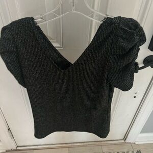 NWOT EXPRESS puff sleeve v neck metallic blouse.